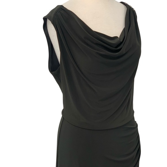 White House Black Market Black Mini Asymmetrical Ruched Sheath Dress Size‎ 8 - Picture 5 of 10